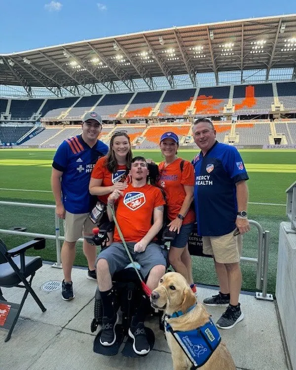 The Spradling family at a stadium event